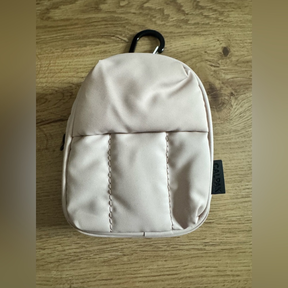 Calpak Cream Mini Backpack with Carabiner